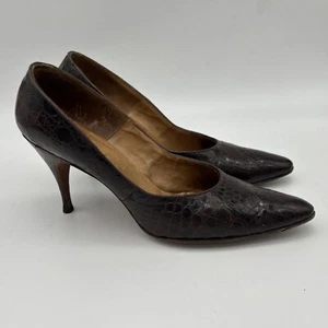 Vintage 1960S Genuine Alligator Pumps By FENWAY 8 AA - Picture 1 of 11