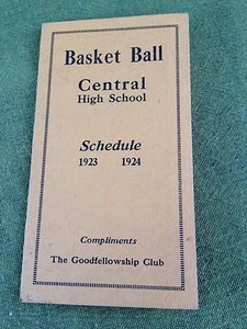 Calendario de baloncesto de la escuela secundaria central de 1923-1924 GRAND RAPIDS Michigan - Imagen 1 de 3