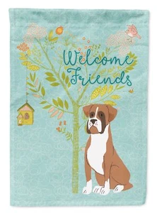 Caroline's Treasures BB7582GF Welcome Friends Flashy Fawn Boxer Garden Flag M... - Picture 1 of 8
