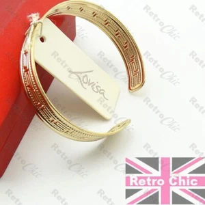 GRIECHISCHER SCHLÜSSEL Muster DÜNNER MANSCHETTENARMATUR Armband GOLDTON Metall verstellbar UK - Bild 1 von 6