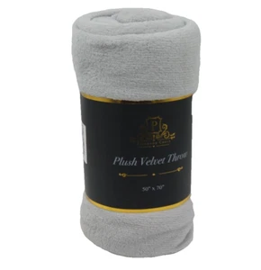 Pinewood Crest Soft Velvet Sherpa Throw Blanket 50" x 70" Silver VELTH-5070 - Picture 1 of 5