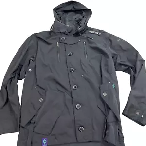Coogi Jacket Mens XL Black Hooded Full Zip Button Logo Casual Coat - Picture 1 of 17