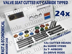 24x VALVE SEAT CUTTER SET CARBIDE TIPPED CHEVY,FORD,CLEAVLAND,MOPAR,HEMI V6-V8 - Picture 1 of 11