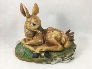 Fawn Baby Deer Figurine 6.5" Painted Porcelain Figural Vintage - Picture 1 of 11