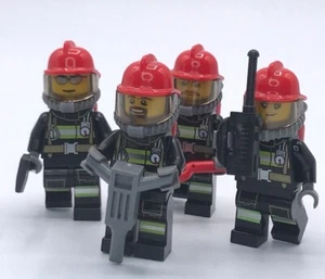 "Minifigura Estructura Bombero LEGO® 4) Lote Ciudad "Impreso en Negro" con herramientas - Imagen 1 de 4