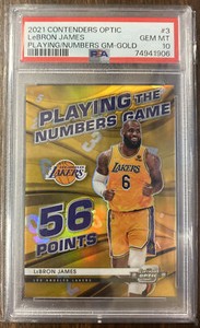 2021 Optic Contenders LEBRON JAMES Lakers Numbers Game Gold /10 Gem Mint PSA 10