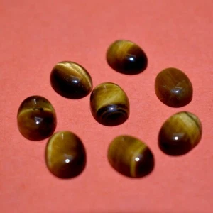 Wholesale 10*8 MM Oval Shape Natural Tiger's Eye Loose Gemstone Cabochon Lot - Picture 1 of 3