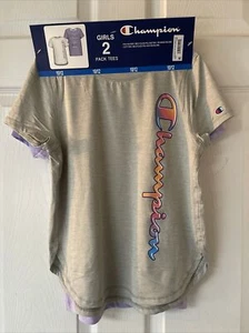PICK SIZE - Champion Girl's 2 Pack Polyester & Cotton Graphic Print Active Tees - Picture 1 of 4