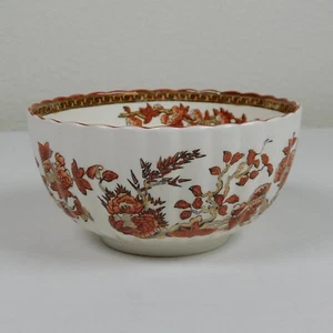 Spode Indian Tree Cranberry Bowl Old Backstamp 5 inches Scalloped Orange Rust - Picture 1 of 8