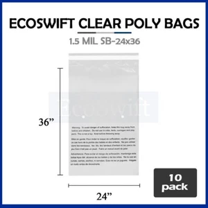 10 24x36 LARGE Self Seal Suffocation Warning Clear Poly Bags 1.5 mil Free Ship - Picture 1 of 6