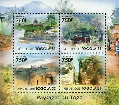 Landscapes of Togo Stamp Lakes Houses Architecture S/S MNH #4107-4110 - Image 1 of 4