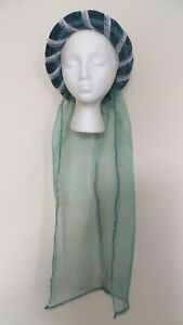 Green and Silver Medieval Headpiece ,Custom made Headdress, Pick your head size