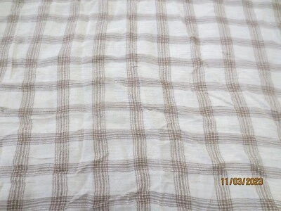 1 yd 32" x 44" Vintage Gauze-Like Summer Tan Brown Plaid Summer Cotton Fabric - Image 1 of 4