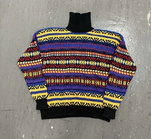 Vintage 80s 90s Class 955 Black Red Yellow Purple Sweater Mens Size Medium - Picture 1 of 7