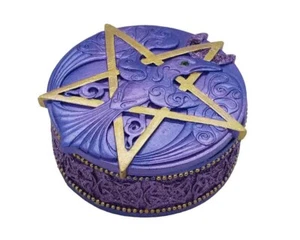 Box  Phoenix Bird on Pentagram Purple Celtic, trinkets, jewellery storage, Altar - Picture 1 of 1