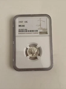 1937 NGC MS 66 10C Silver Dime BLAST WHITE - Picture 1 of 4