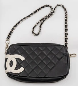 Chanel Cambon Pochette Quilted Small Rectangle Leather Women's Handbag - Picture 1 of 18