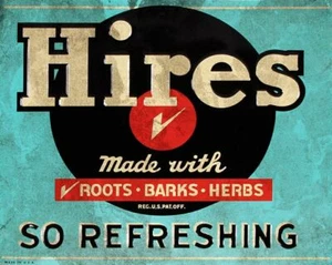 HIRES ROOT BEER SODA POP ROOTS HERBS BARKS HEAVY DUTY USA MADE METAL ADV SIGN - Picture 1 of 1