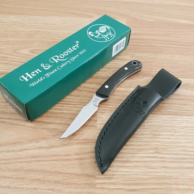 Faca fixa galinha e galo 3" aço inoxidável lâmina de ponta completa cabo de chifre de búfalo - Imagem 1 de 4