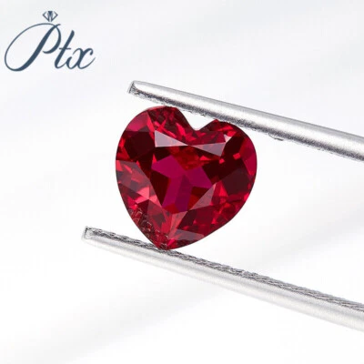 Lab Created Ruby Delicate Heart Cut Loose Rubies for Jewelry Making with AGL - Image 1 of 4