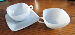 3 Lot Fire King Charm Azurite 2 Cups 1 Saucer Set Vintage Blue Anchor Hocking - Picture 1 of 16