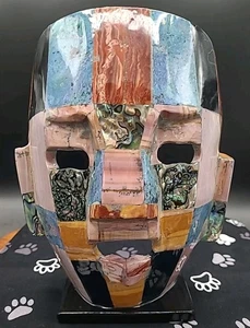 Maya Azteken Bestattung Todesmaske 8" Mauve, Blau, Abalone, Onyx Farben - Bild 1 von 5