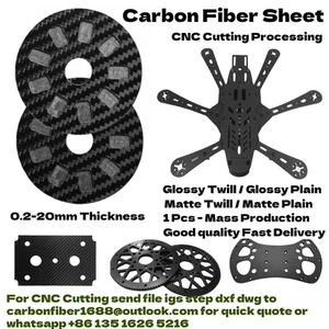 0.2-20mm Thick Carbon Fiber Sheet Customized Cutting CNC Machining Service DIY - Picture 1 of 6