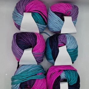 Bundle Of Yarn Variegated Chunky Knitting Crochet Yarn 6X100g Balls - Picture 1 of 5