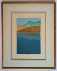 Vintage Crater Lake, Oregon Color Etching signed By Franklin, Matted & Framed - Picture 1 of 13