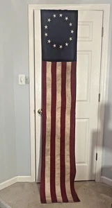 VINTAGE 13 Star Valley Forge American Banner Flag 90”x17” Embroidered Stars Aged - Picture 1 of 15