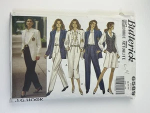 Giacca Gilet Gonna Pantaloncini Pantaloni Taglia 12-14 Vintage anni 90 TAGLIATA a 14 Modello 6589 Sciolto - Foto 1 di 2