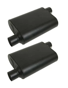 HI PERFORMANCE CHAMBERED 40 SERIES MUFFLERS BLACK 2.25" OFFSET OFFSET PAIR - Picture 1 of 1