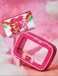 Care Bears 2pc Kawaii Rainbow Color Makeup Case Travel Bag + 6” Cheer Bear Plush - Picture 1 of 10
