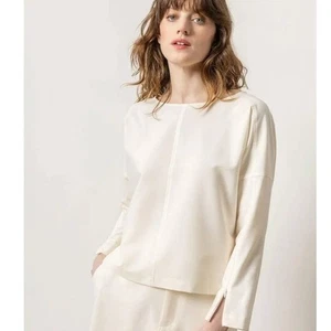 Lilla P Zip Detail Seamed Top PA2774-WWT Winter White Ivory Gr. L Large NEU - Bild 1 von 4