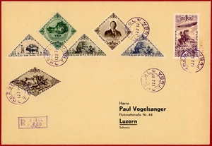 Tanna Tuva 1937,  7 Multi Frankings on Registered Cover to Luzern, Switzerland - Picture 1 of 2