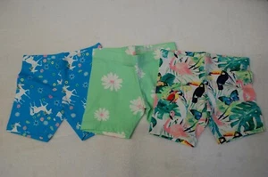 Girls 3 LOT STRETCHY PLAY SHORTS Tropical Bird UNICORNS Mint Daisy Flower XS 4-5 - Picture 1 of 1