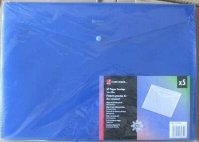 5x Rexel A3 Dokumententasche Blau Doku-Tasche Klettverschluss transparent NEU - Bild 1 von 4