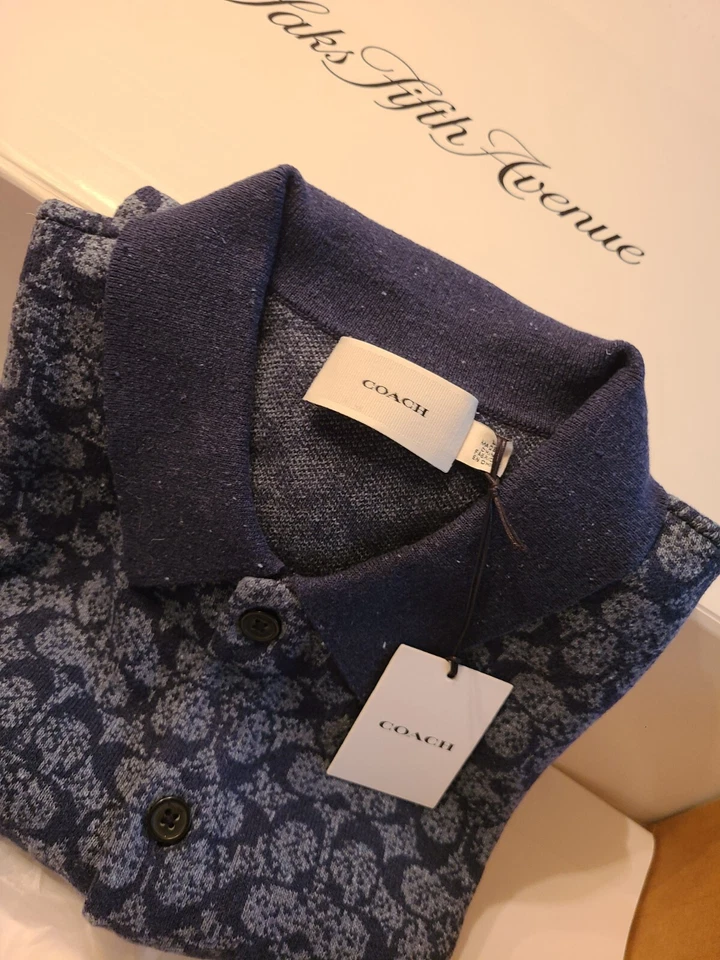 COACH Men's Polo Mesh Cotton Logo Golf Shirt Sz XLarge Black