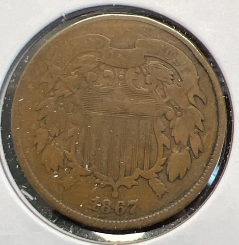 1867 2-CENT PIECE GRADES GOOD  ACTUAL COIN  #C141146 Cover