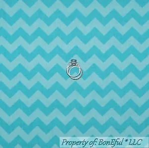 BonEful Fabric Cotton Quilt Aqua Teal Blue Chevron Turquoise STRIPE BOHO 1 SCRAP - Picture 1 of 9