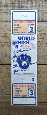 Willie McGee Signed 1982 World Series Game 3 Triple Inscribed Full Ticket JSA - Image 1 of 3