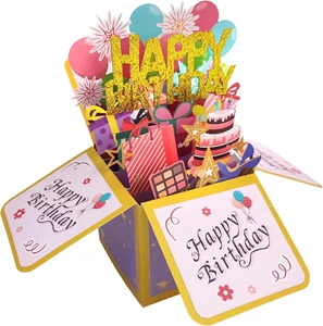 Funny  Happy  Birthday  Pop  up  Card ,  Sweet  3D  Birthday  Gift  Box  for  an - Picture 1 of 12