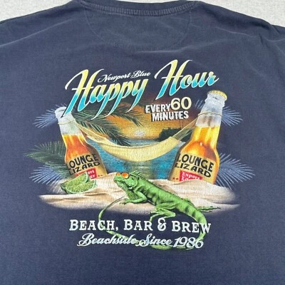Newport Blue Shirt Adult Navy Medium Navy Blue Lounge Lizard Beach Bar Brew Mens - Image 1 of 4