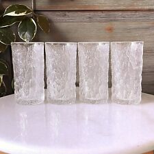 Set of 4 Vintage MCM Scandinavian Style Goebel Design Ice Bark Glass 330ml