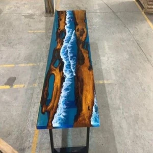 Epoxy console table, media tv console, live edge narrow console table/side Table - Picture 1 of 9