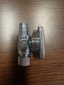 96 PC Lot 1/2 in. Chrome Plated Pex Barb x 3/8 in. 1/4 Turn Straight Stop Valve - Picture 1 of 9