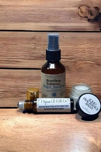 Bourbon Tobacco 3 Piece Set Body Spray Roll-On Solid Perfume Gift - Picture 1 of 13