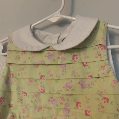 Vtg HARTSTRINGS dress Girls 6 Spring floral Green Pink sleeveless Cotton Maxi - Image 1 of 4
