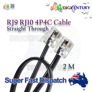 Cable de cable plano para auricular telefónico recto 4P4C RJ9 RJ10 RJ22 2m negro - Imagen 1 de 1