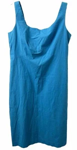 Vtg Y2K 90s Evan Picone Teal Blue Dress Womens Sz 12 Cotton Spandex Shift Dress - Picture 1 of 11